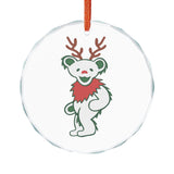 Grateful Dead Inspired Holiday Bear with Antlers, 3" Crystal Glass Keepsake