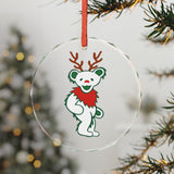 Grateful Dead Inspired Holiday Bear with Antlers, 3" Crystal Glass Keepsake