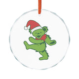 Grateful Dead Inspired Holiday Bear with Santa Hat, 3" Crystal Glass Keepsake