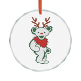 Grateful Dead Inspired Holiday Bear with Antlers, 3" Crystal Glass Keepsake